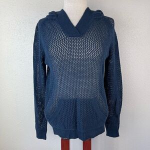 Shirt 469 Loose Knit Navy Blue Sweater Hoodie Size S EUC